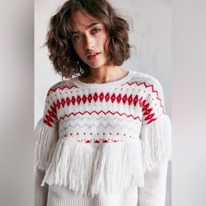 ECOTE Southwestern Sweater with Fringe NEW Size XS